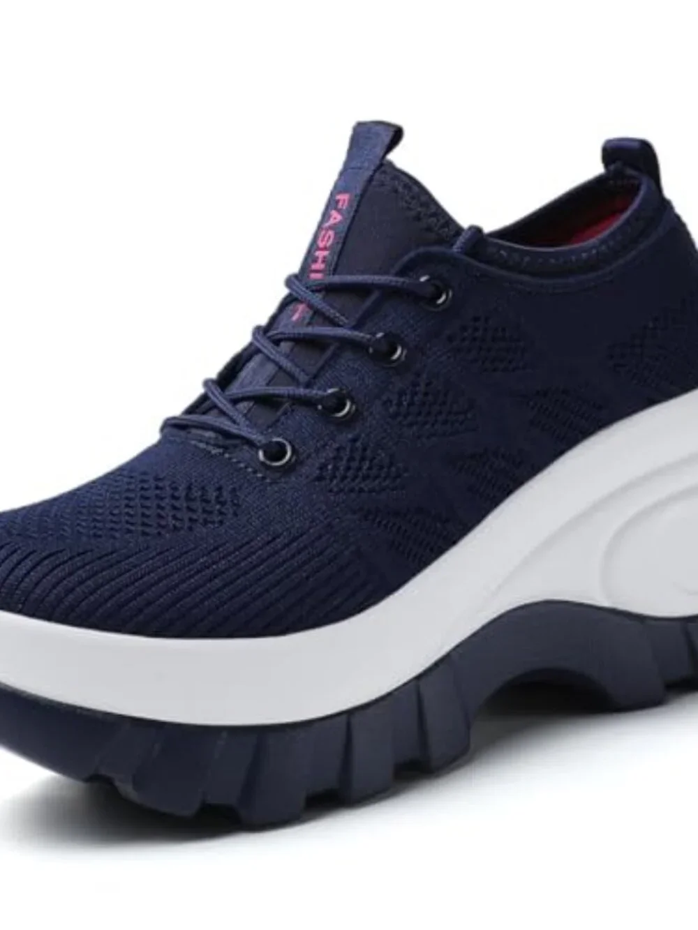 Chunky Platform Knit Lace-Up Walking Shoes with Arch Support